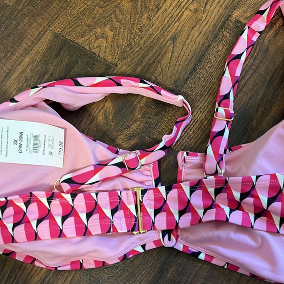 Time and Tru Women's Plus Size Geo Print V- Wire Bikini Top Size 3X (24W-26W) - Picture 8 of 9